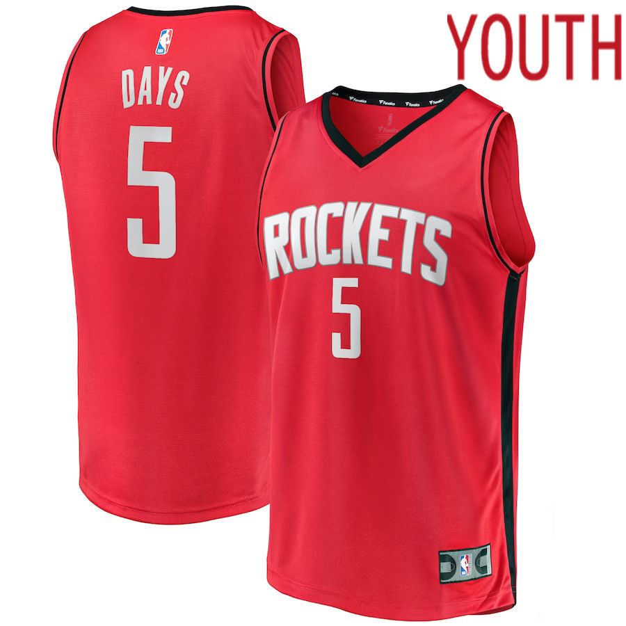 Youth Houston Rockets 5 Darius Days Fanatics Branded Red Fast Break Player NBA Jersey